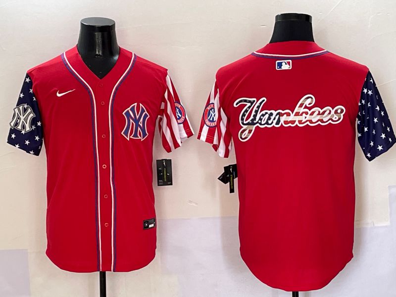 Men New York Yankees Blank Red a generation of national flags Jointly Name 2025 Nike MLB Jersey style 11->new york yankees->MLB Jersey
